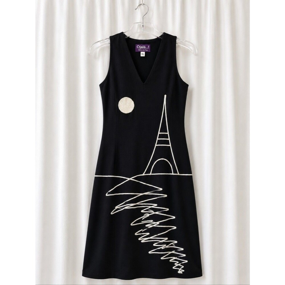Ojala! Paloma del Pozo Walk Up To My Tower Paris Inspired Black Sheath Dress